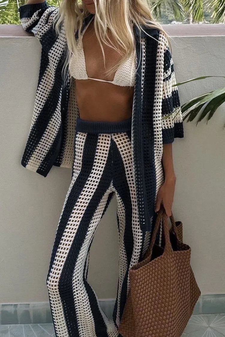 Conjunto Vico - calça e blusa de crochê