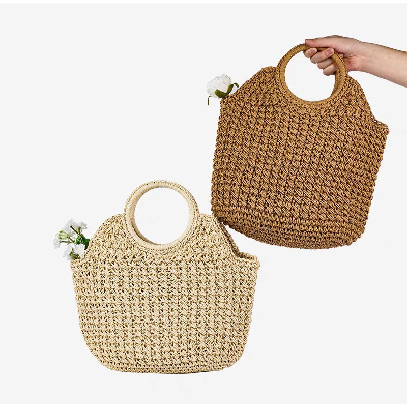 Bolsa clutch de palha natural