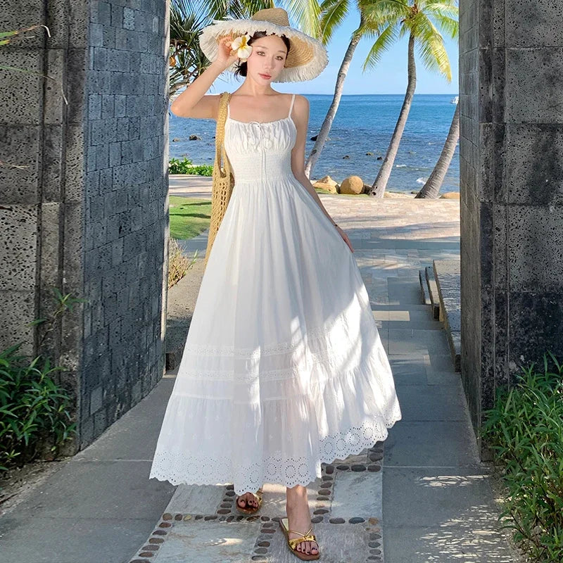 Vestido Longo Franzido com Bordado - Leila