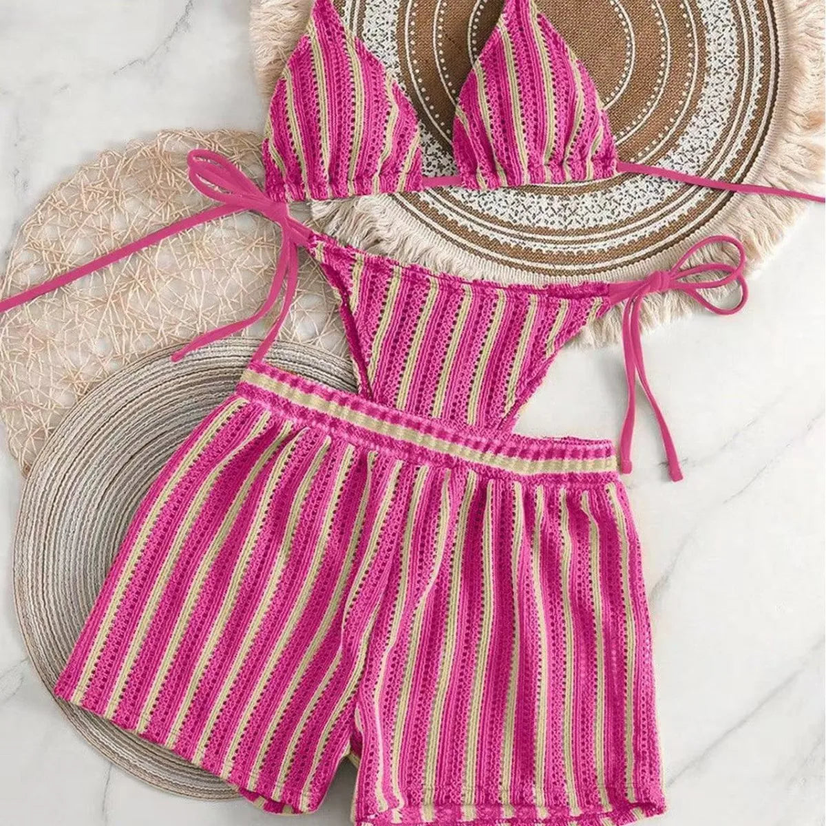 Conjunto Mirella Mar -  Biquini  e Short com Cós Elástico
