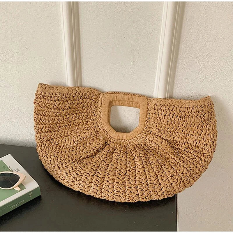 Bolsa clutch de palha natural