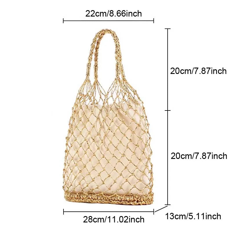 Bolsa Milão - feita a mão, com fios dourados