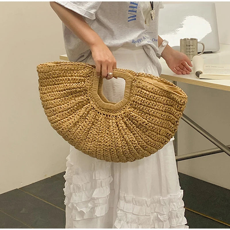 Bolsa clutch de palha natural