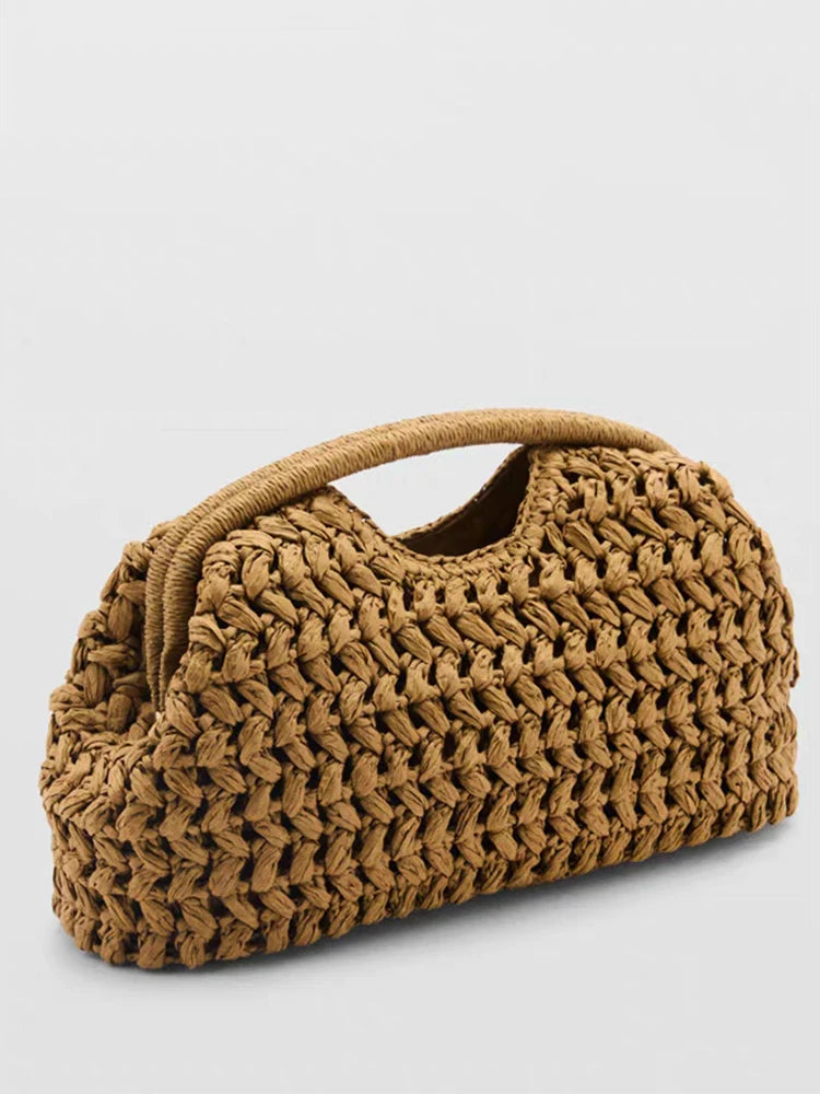 Bolsa clutch de palha natural