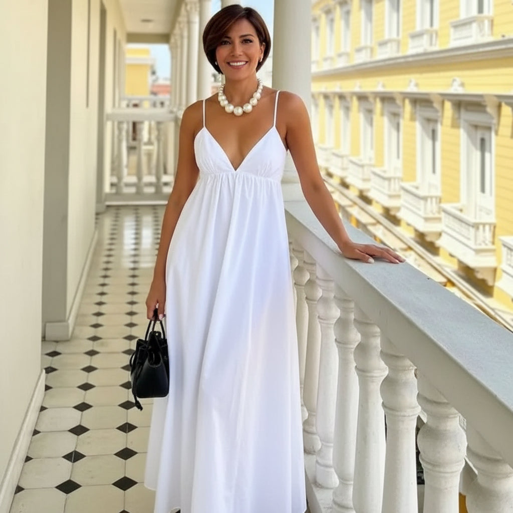 Vestido Longo Maggie - Costas Nuas — Elegância Leve para Momentos Inesquecíveis