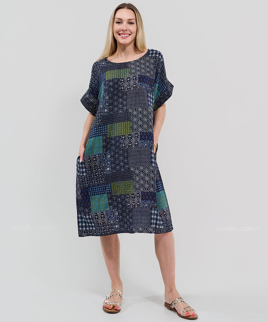 Kaftan Saara — Índigo | Gata Raposa™