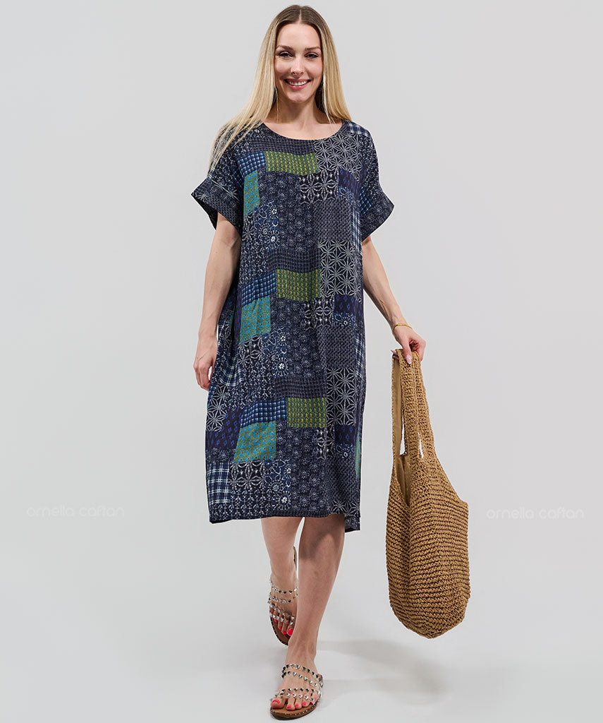 Kaftan Saara — Índigo | Gata Raposa™
