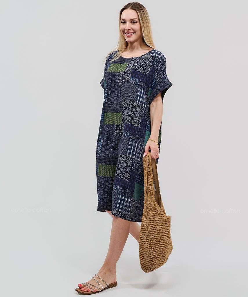 Kaftan Saara — Índigo | Gata Raposa™