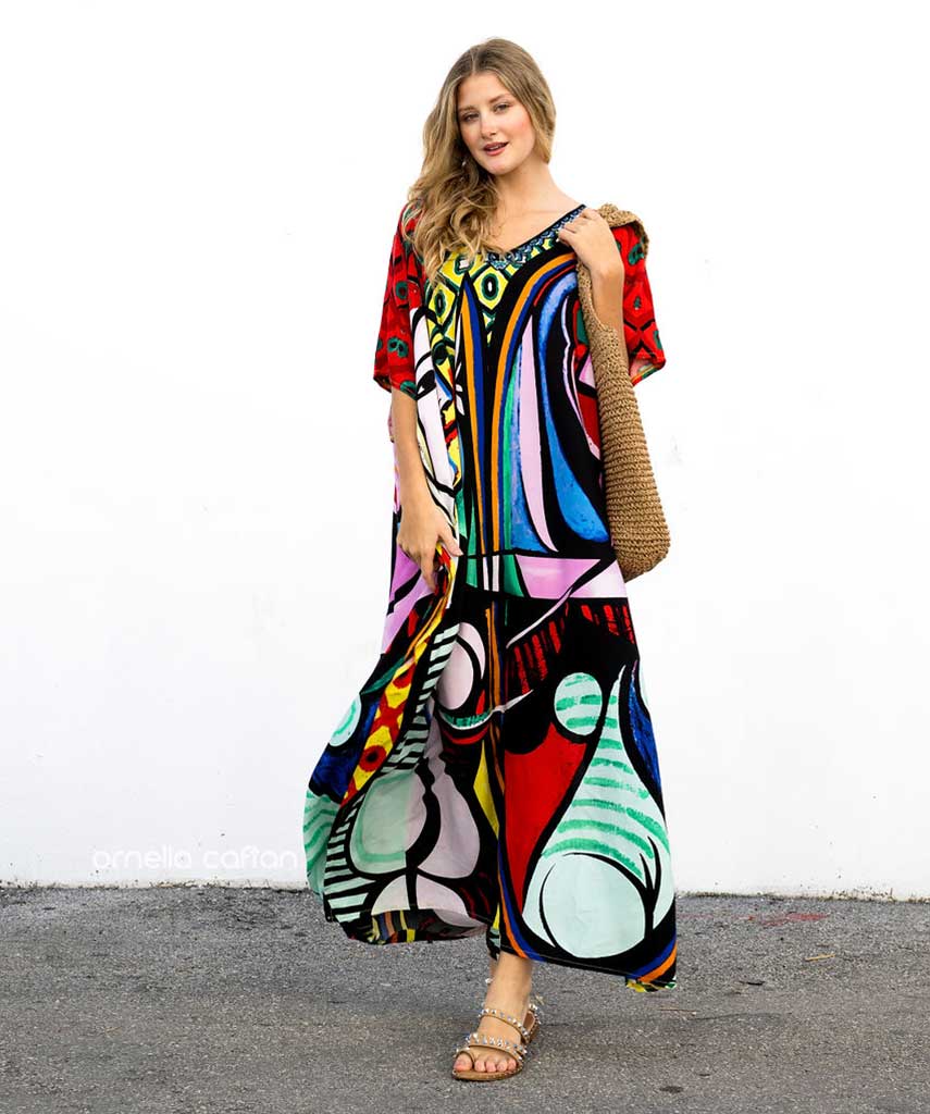 Kaftan Vibrações - Mediterrâneo | Gata Raposa™